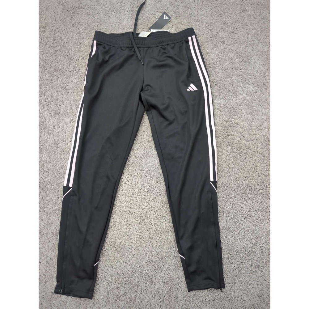 Adidas Football Pants‎ Womens Large Black Clear Pink Logo Aeroready Athleisure